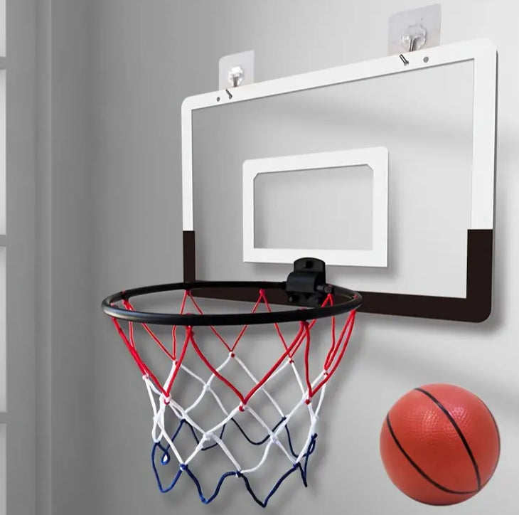 Mini Indoor Basketball Hoop Set with Ball – Wall & Door Mounted Backboard for Kids and Adults