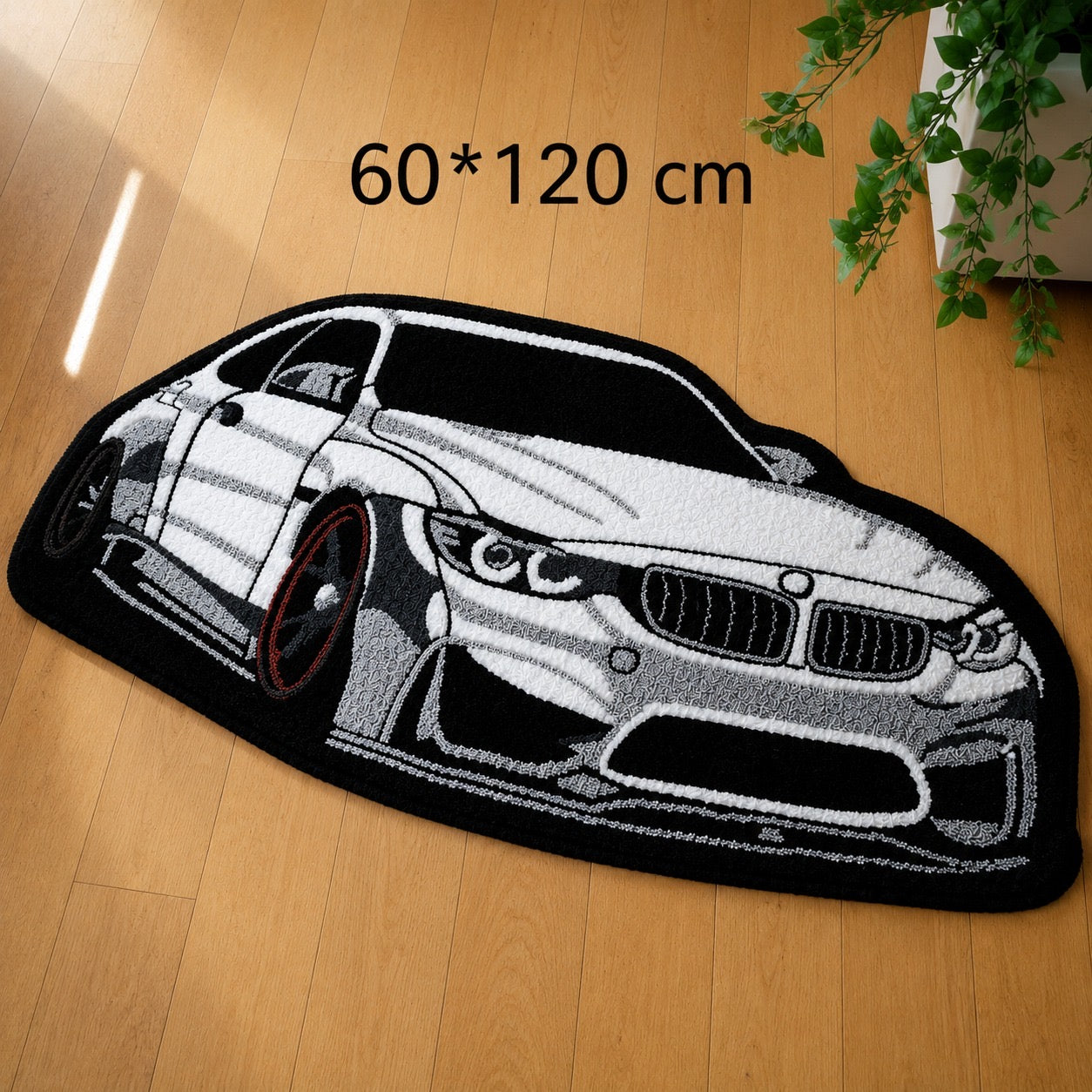 BMW Car Shaped Rug – Soft Plush Floor Mat – 40×80cm / 60×120cm / 80×160cm