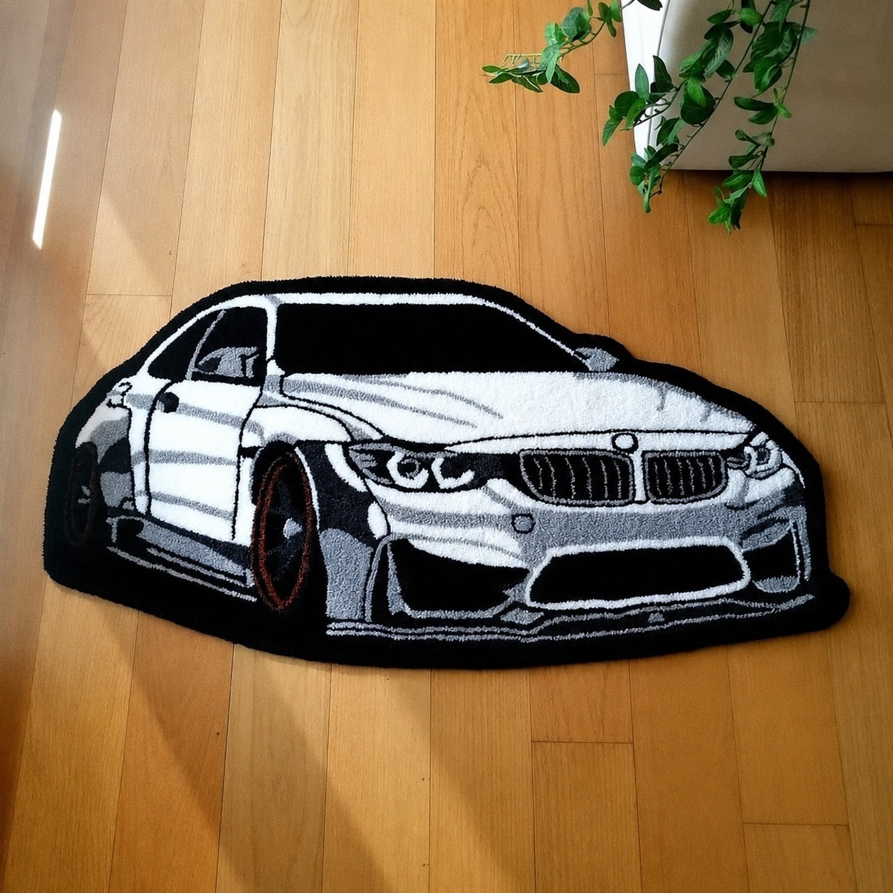 BMW Car Shaped Rug – Soft Plush Floor Mat – 40×80cm / 60×120cm / 80×160cm