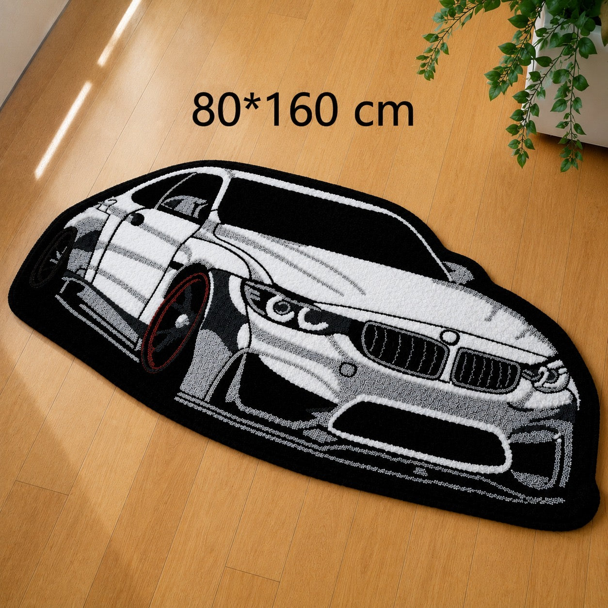 BMW Car Shaped Rug – Soft Plush Floor Mat – 40×80cm / 60×120cm / 80×160cm