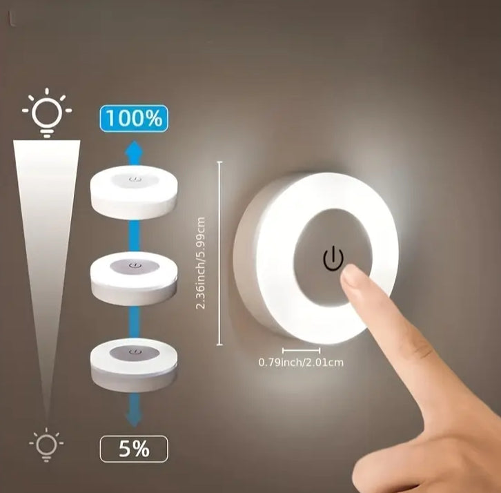 Rechargeable Touch LED Puck Light – Wireless Stick-On Dimmable Night Light