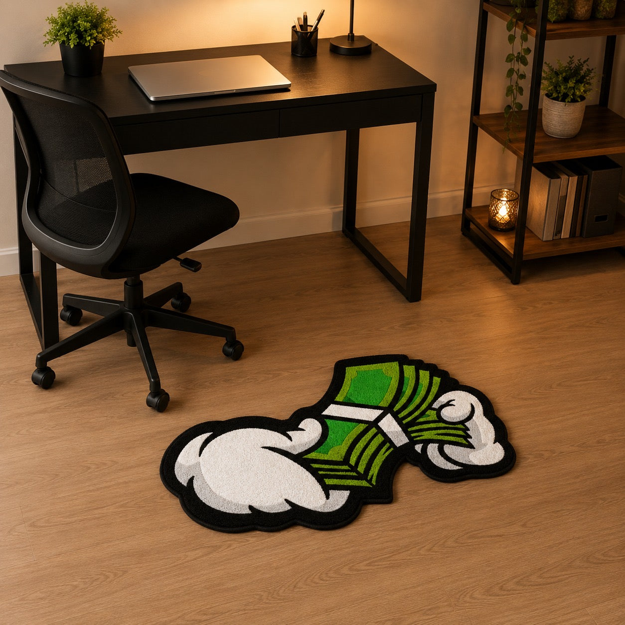 Money Rug – Cash Stack Floor Mat – Soft Plush Bedroom & Gaming Rug (Multiple Sizes)