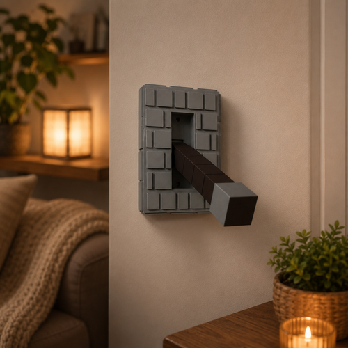 3D Pixel Pickaxe Light Switch Cover – Gaming Wall Switch Extender & Decorative Cover