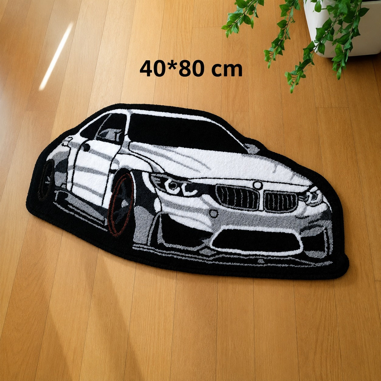 BMW Car Shaped Rug – Soft Plush Floor Mat – 40×80cm / 60×120cm / 80×160cm